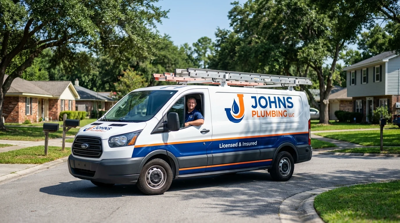 Johns Plumbing LLC service van in Califon, NJ
